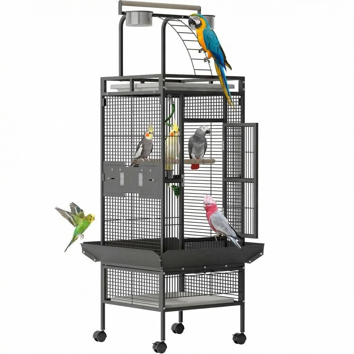 HiMISS 60 Inch Metal Bird Cage With Play Top Stand