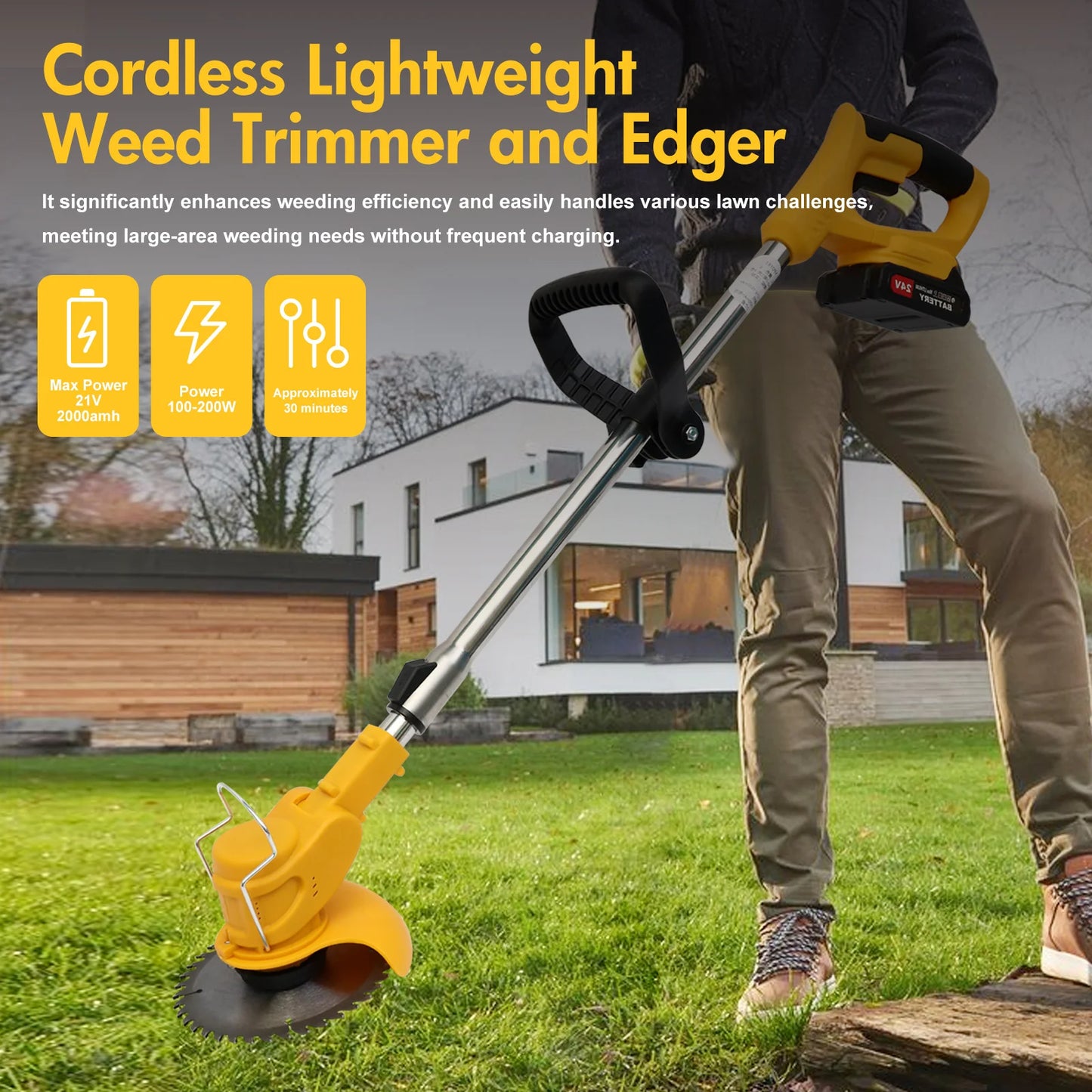21V Cordless Grass Trimmer 3in1 With Batteries And Charger