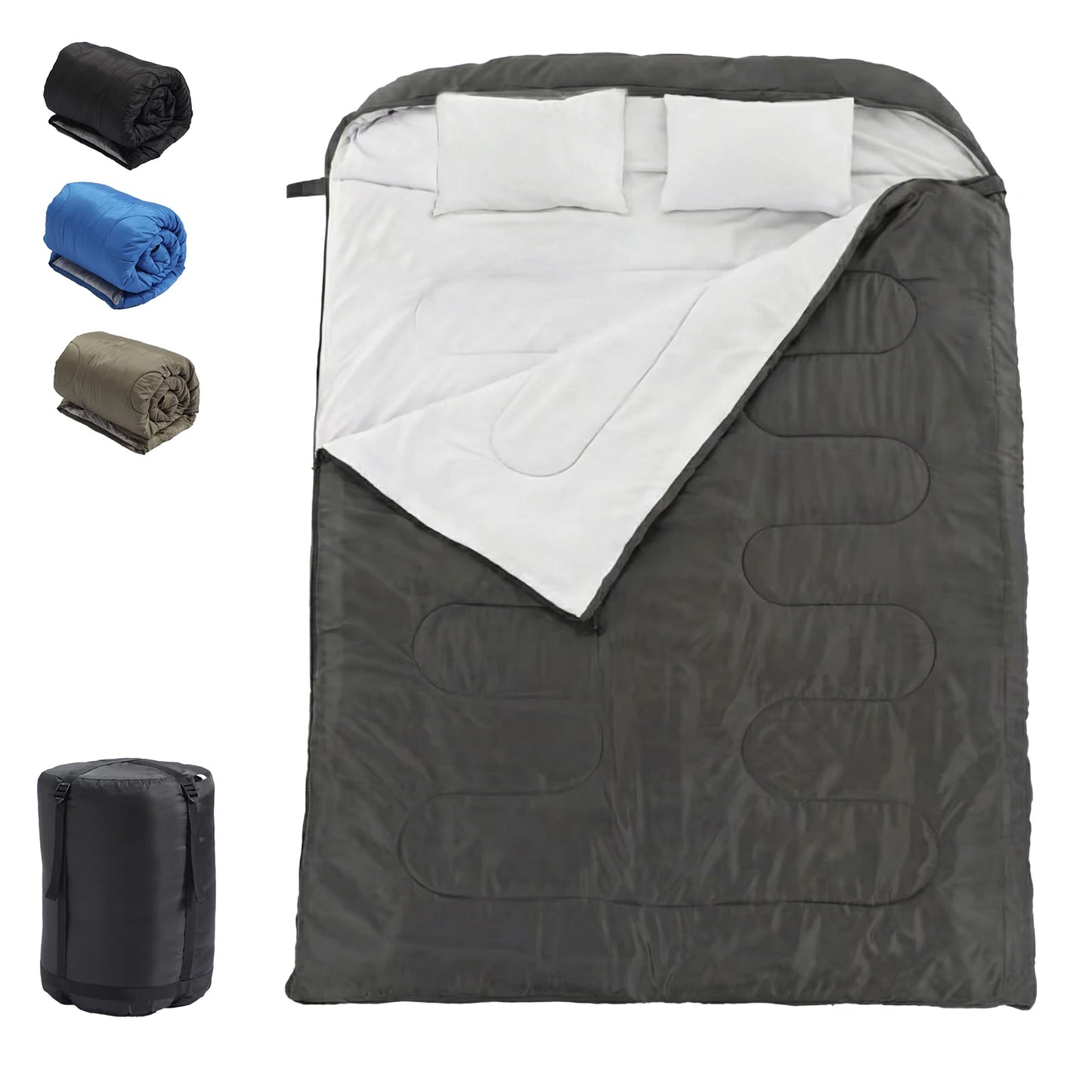 JHK Double Sleeping Bag For Adults With Pillow Lightweight 3 Season