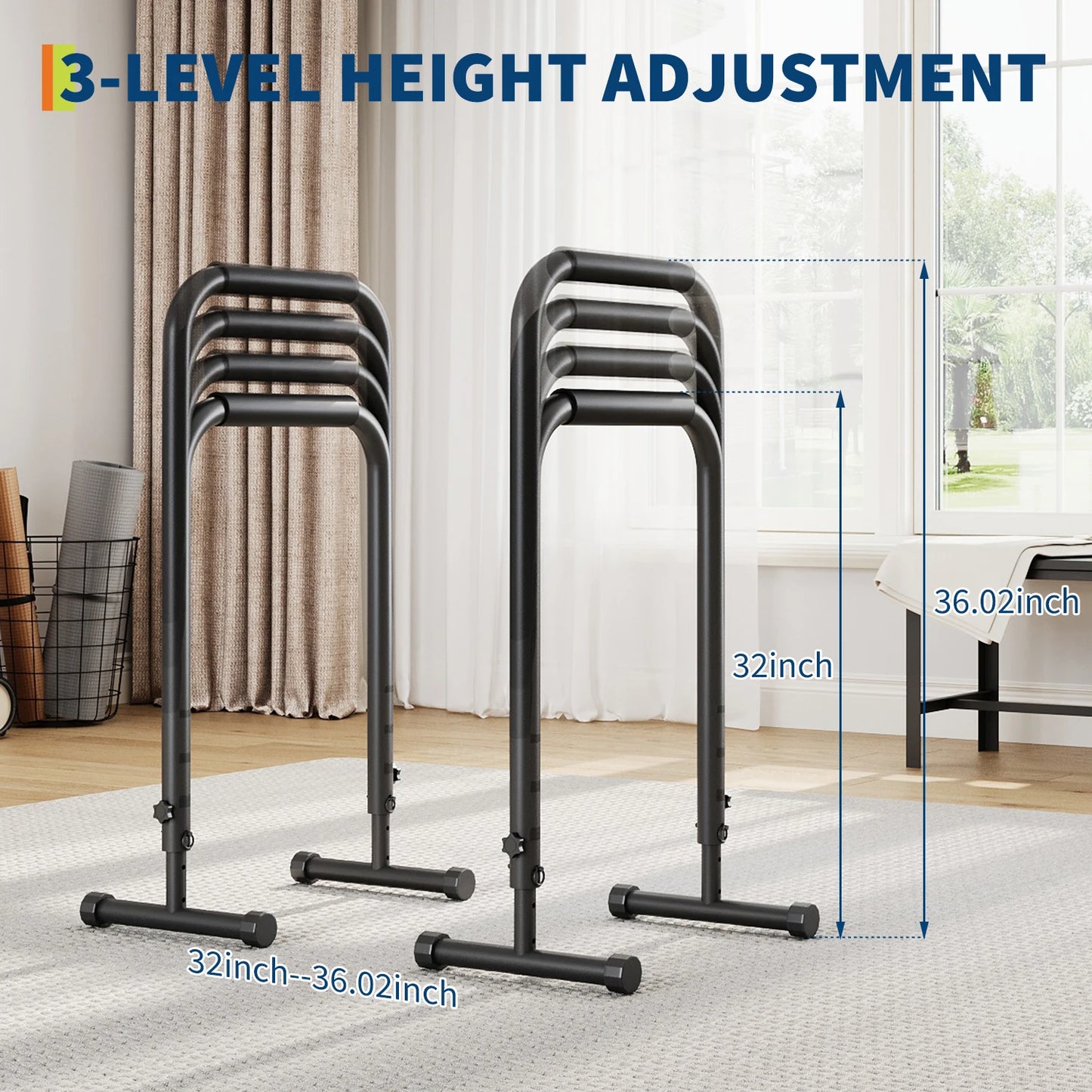 Adjustable Dip Bars Heavy Duty Steel Parallel Push Up Stand