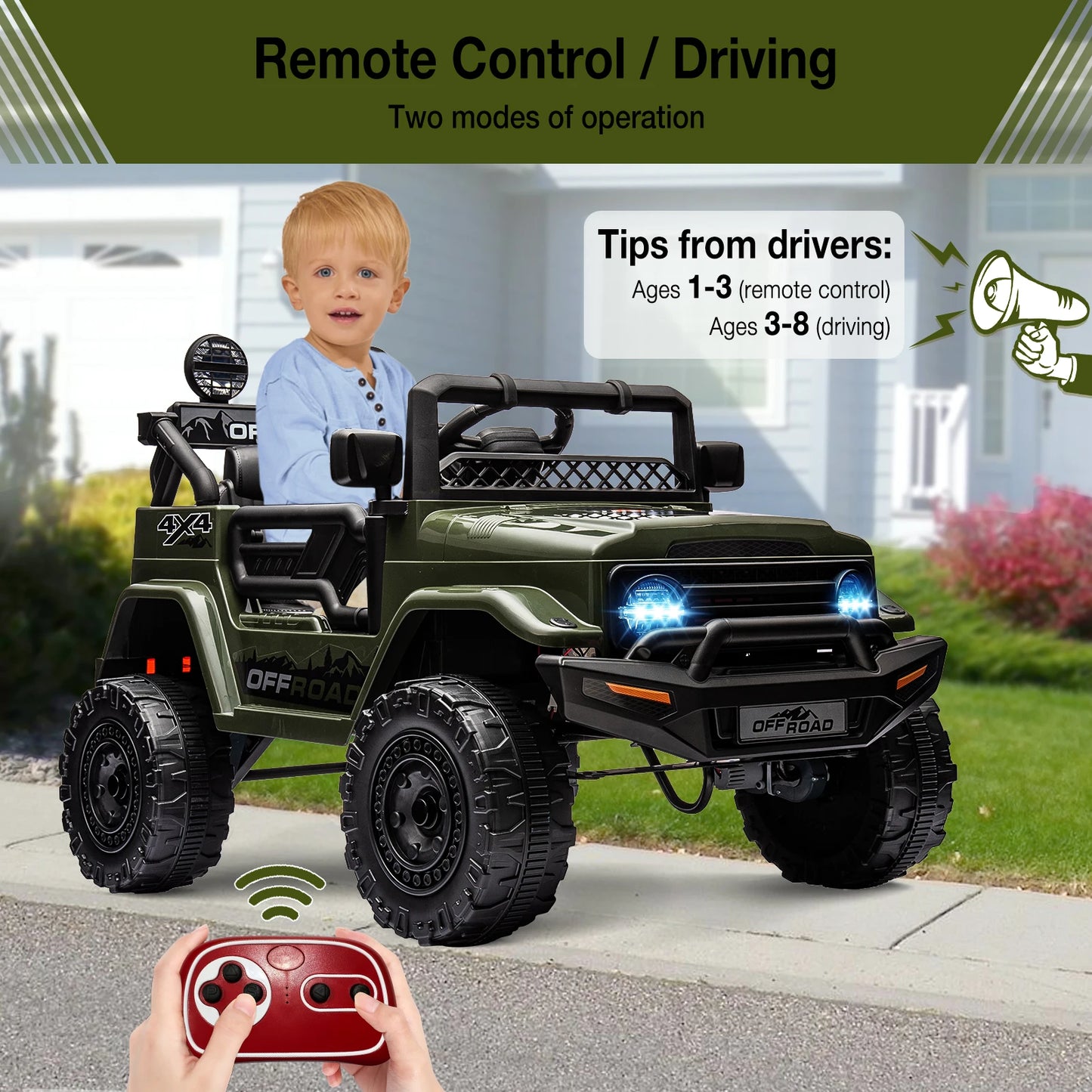 HiMISS 12V Kids Ride On Truck With Remote Bluetooth Control