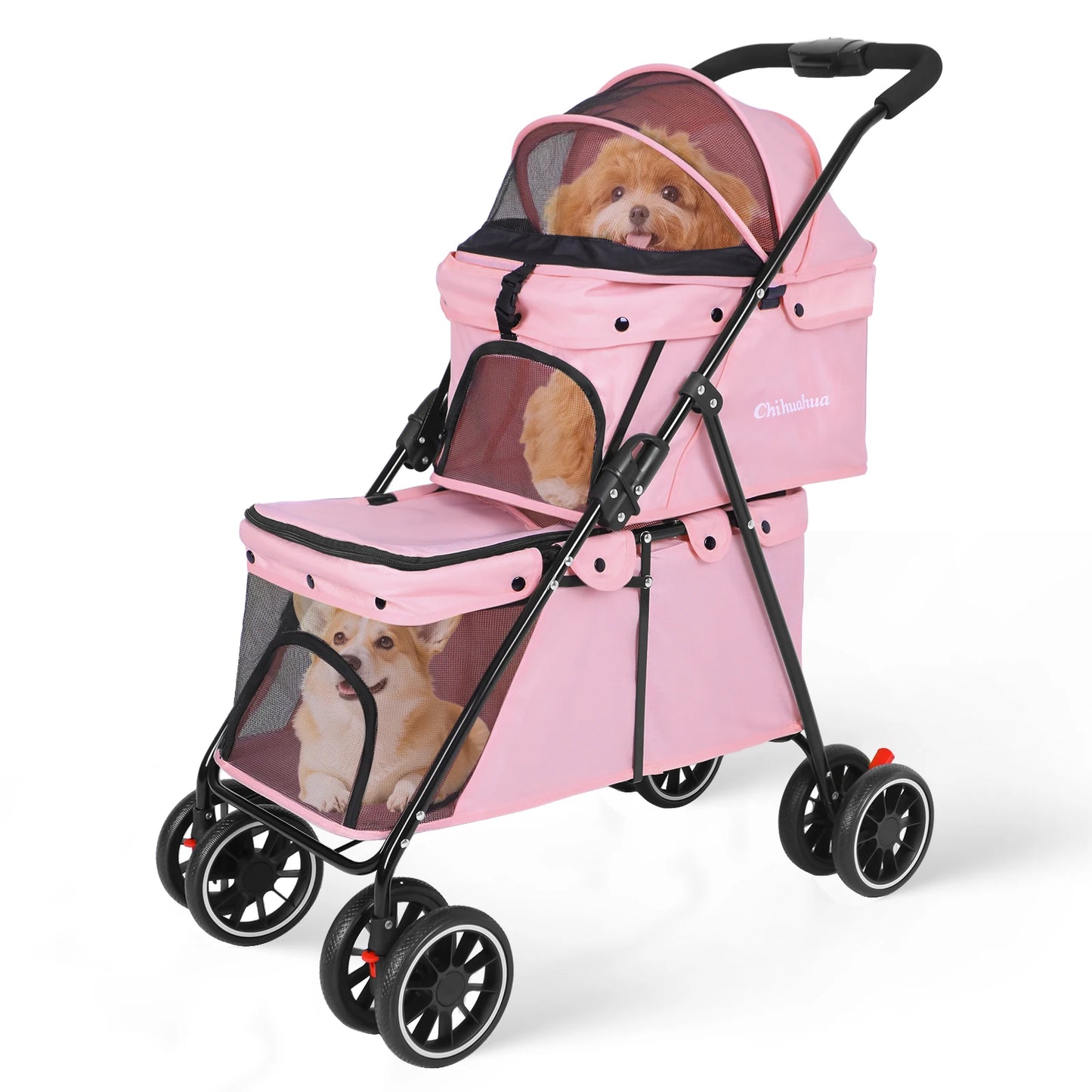 Double Pet Stroller for Dogs and Cats for Travel Comfort