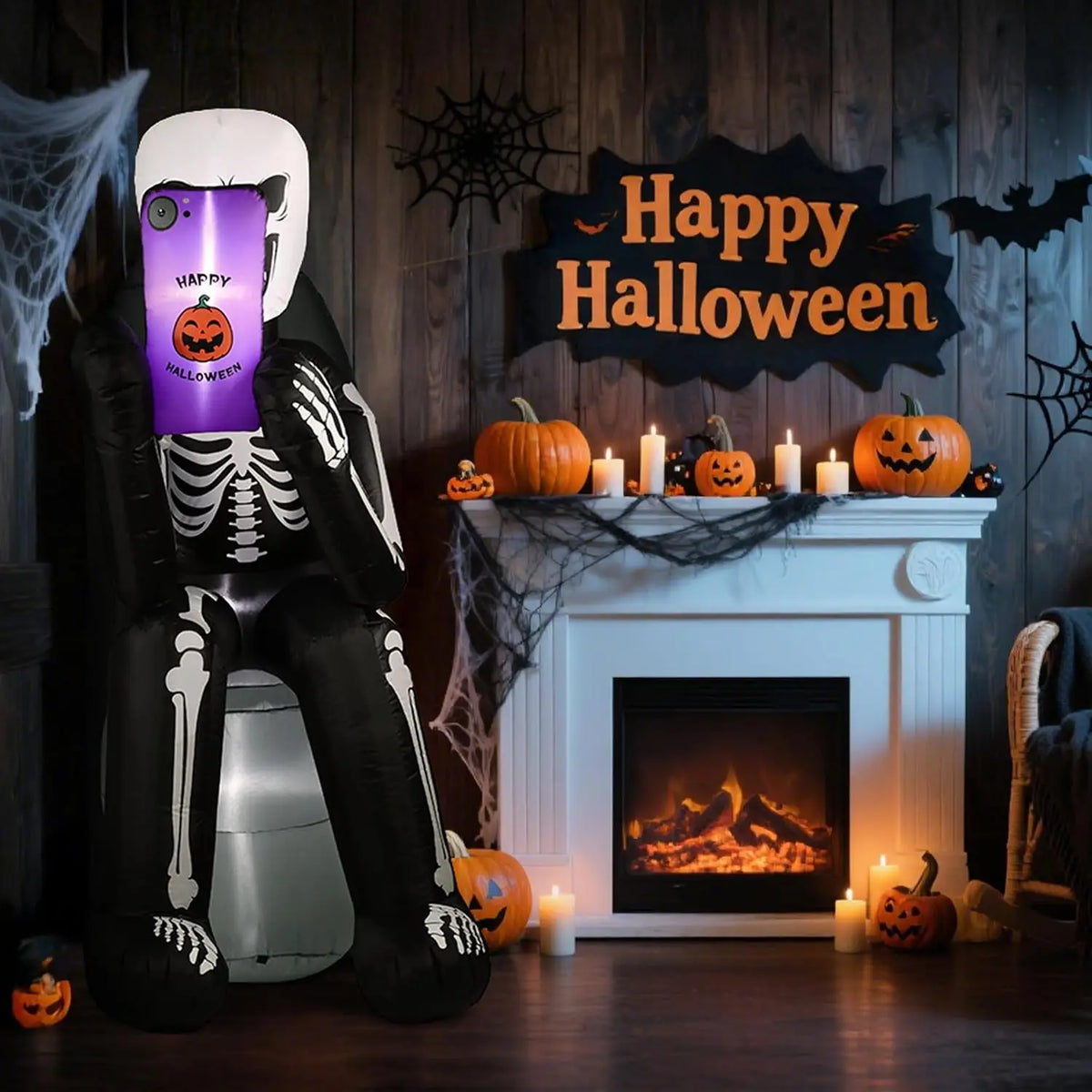 SHXI Halloween Inflatable Skeleton And Tombstone With LED Lights