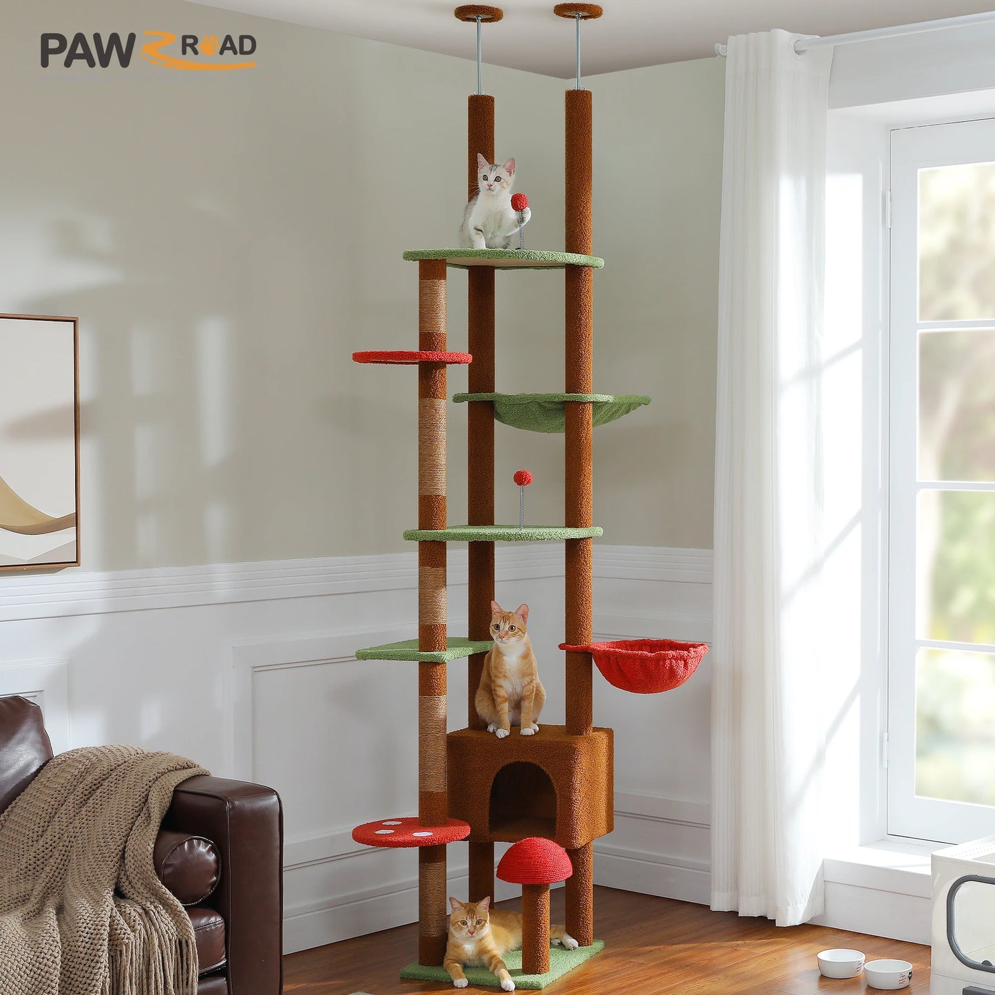 PAWZ Road Height Adjustable Cat Tree With Hammock Scratching Posts