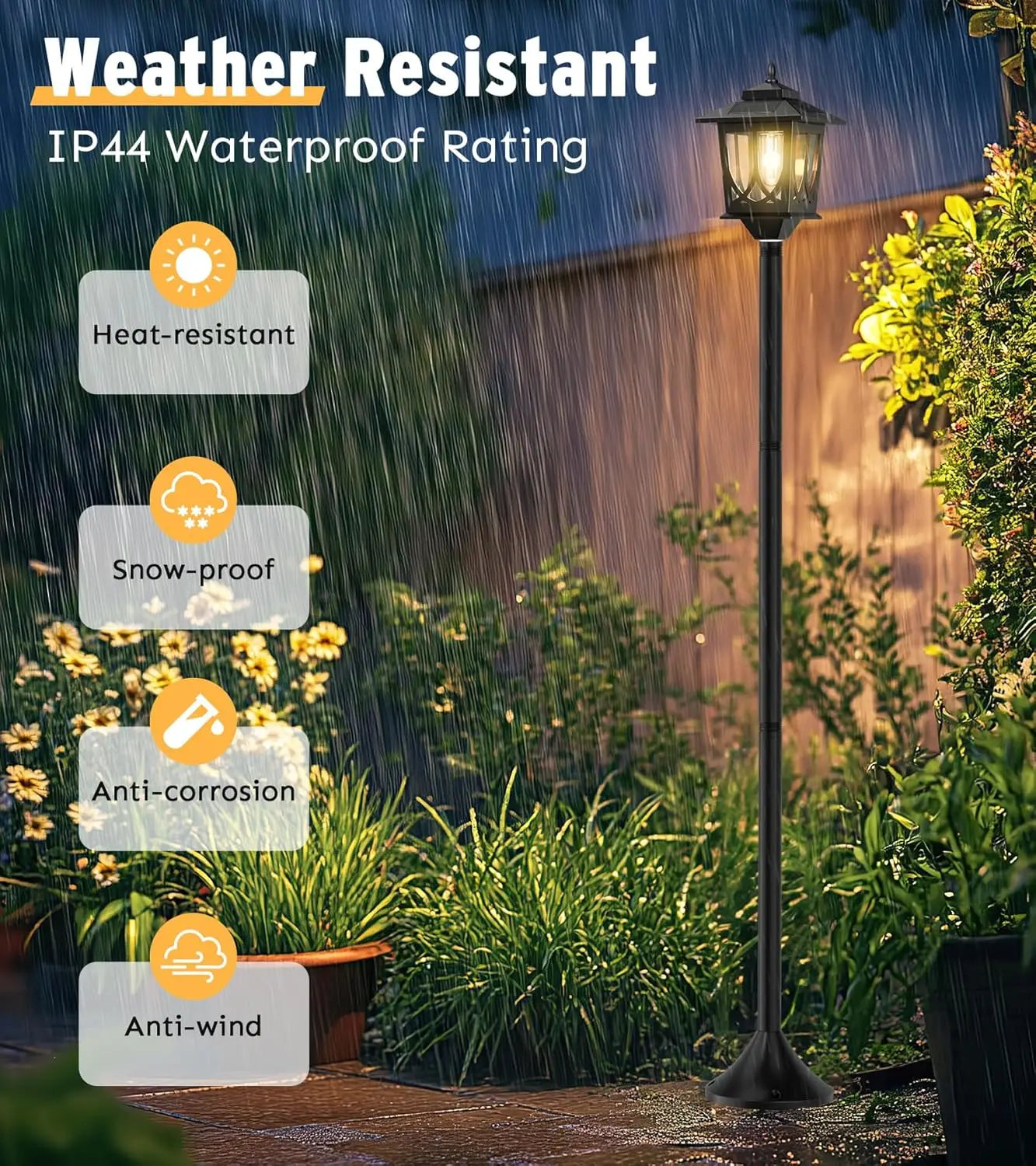 Solar Outdoor Lamp Post Light Waterproof With Replaceable Bulb