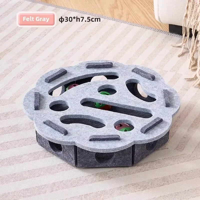 Cat Puzzle Toy Felt Box With Ball For Indoor Cat Enrichment