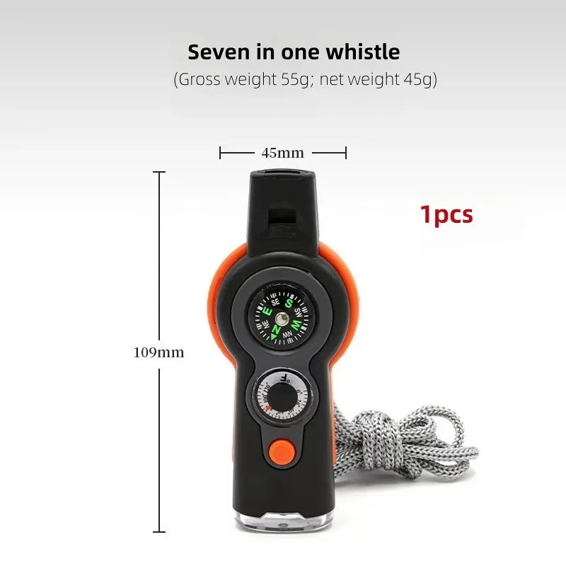 7-In-1 Outdoor Survival Whistle For Hiking And Travel