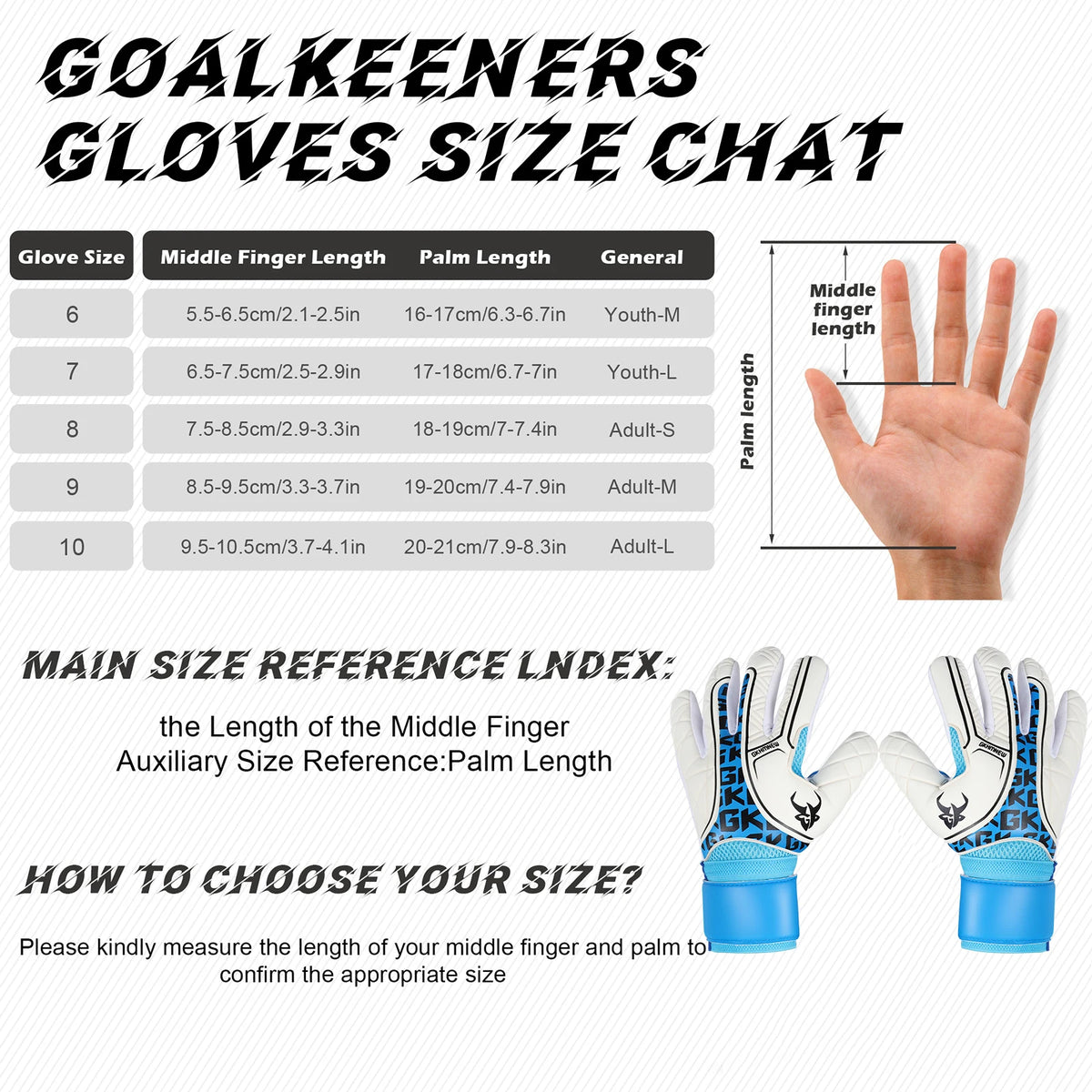 GKHMNEW Soccer Goalkeeper Gloves With Strong Grip Palms for Football Players