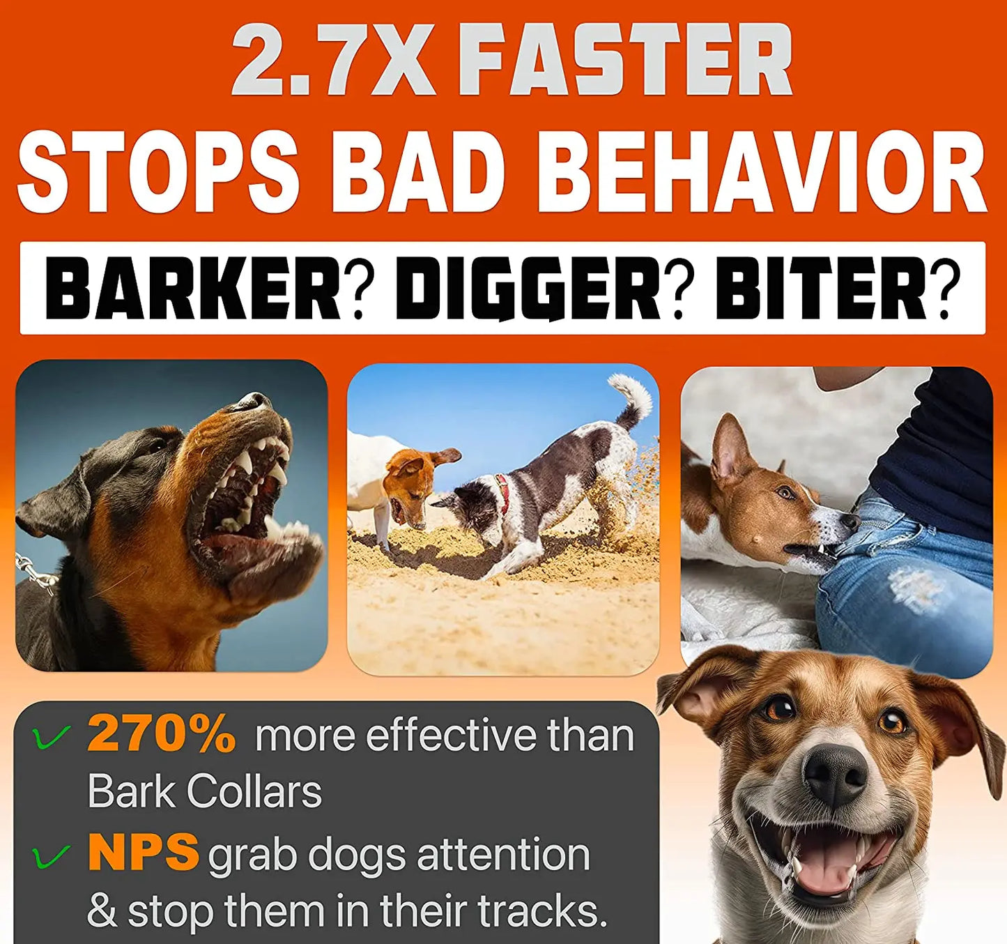 ABQP Ultrasonic Dog Repeller and Bark Deterrent With LED Flashlight