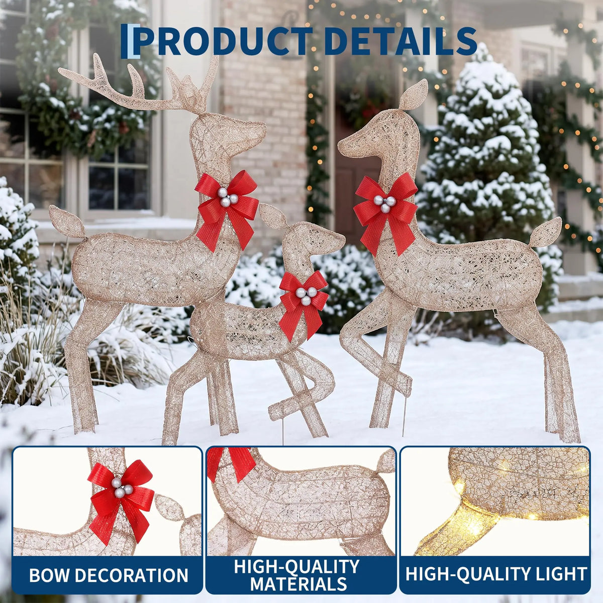 Lighted Christmas Deer Family Outdoor LED Yard Decoration