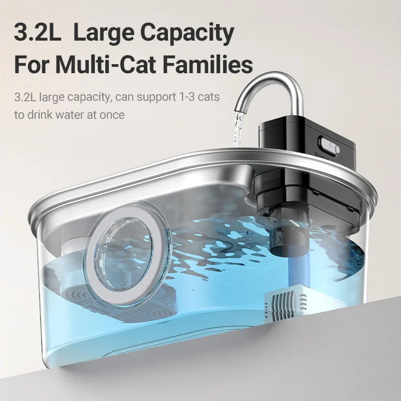 ROJECO Stainless Steel Cat And Dog Water Fountain With Sensor