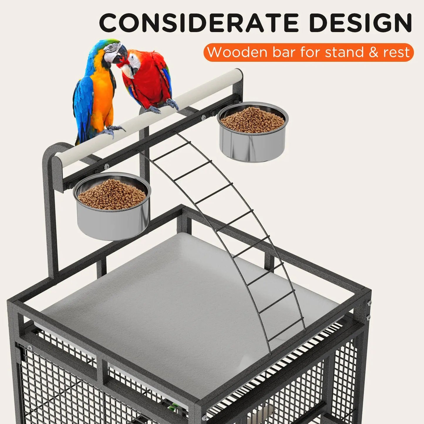 HiMISS 60 Inch Metal Bird Cage With Play Top Stand