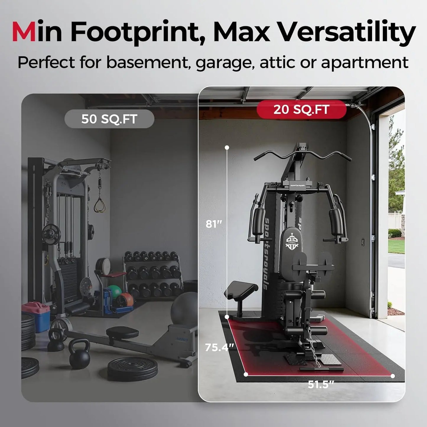 FED Fitness Home Gym Equipment 150LBS Weight Stack Full Body Workout
