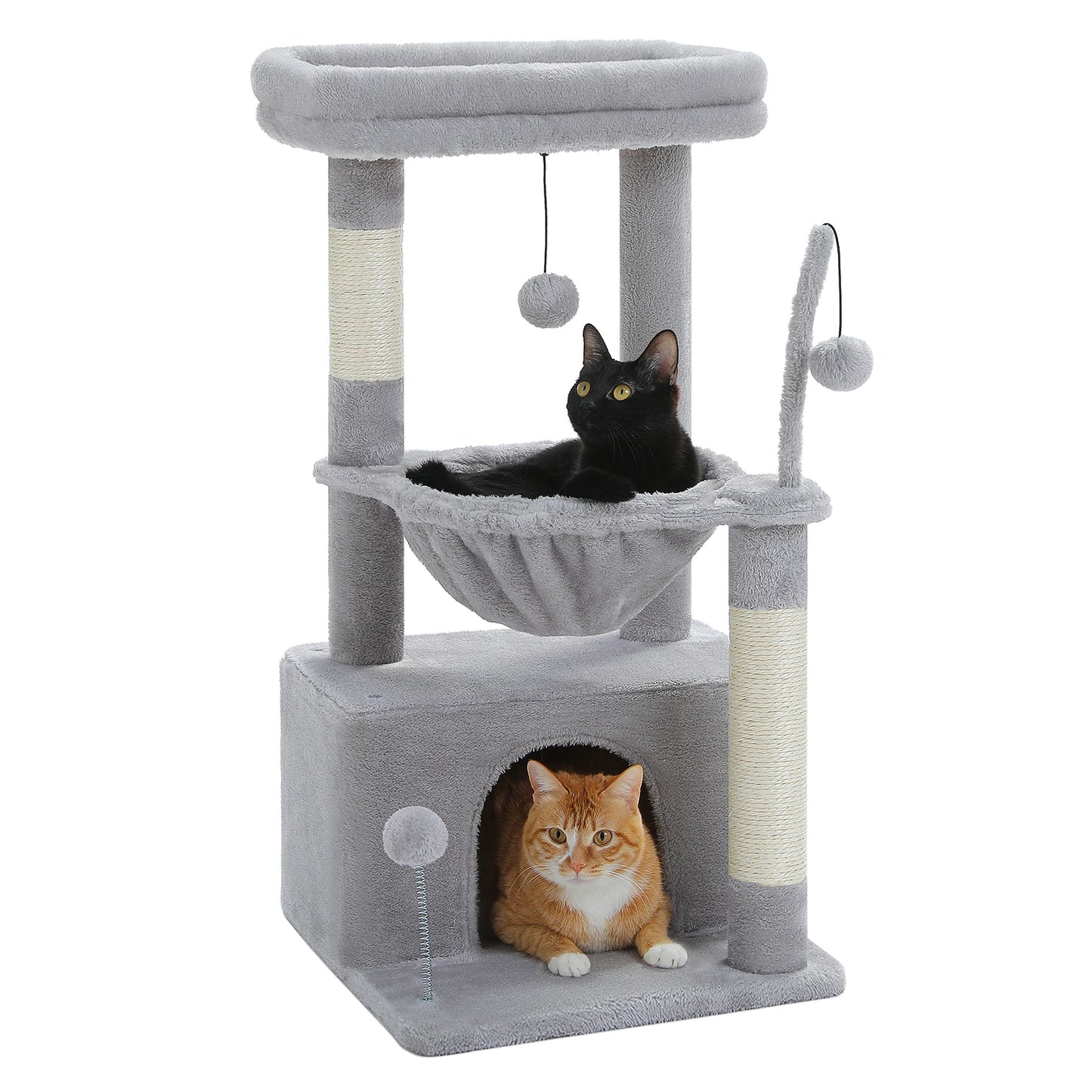 PAWZ Road 4-in-1 Cat Tree With Condo, Scratching Post, Hammock