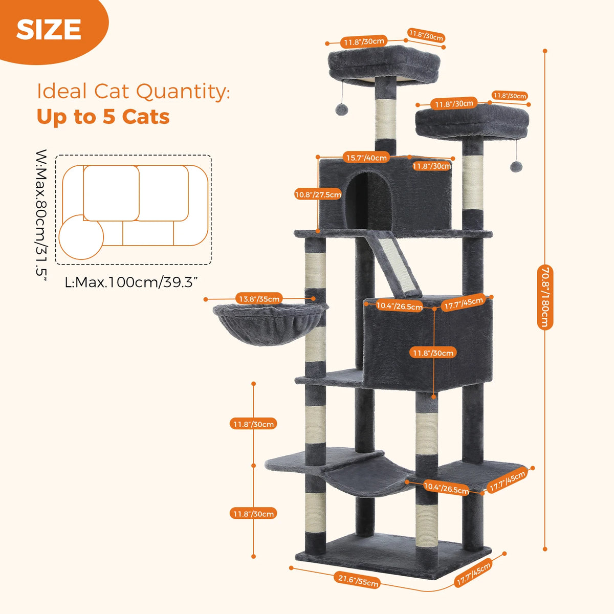 Pawz Road Indoor Cat Tree With Hammock And Scratching Posts