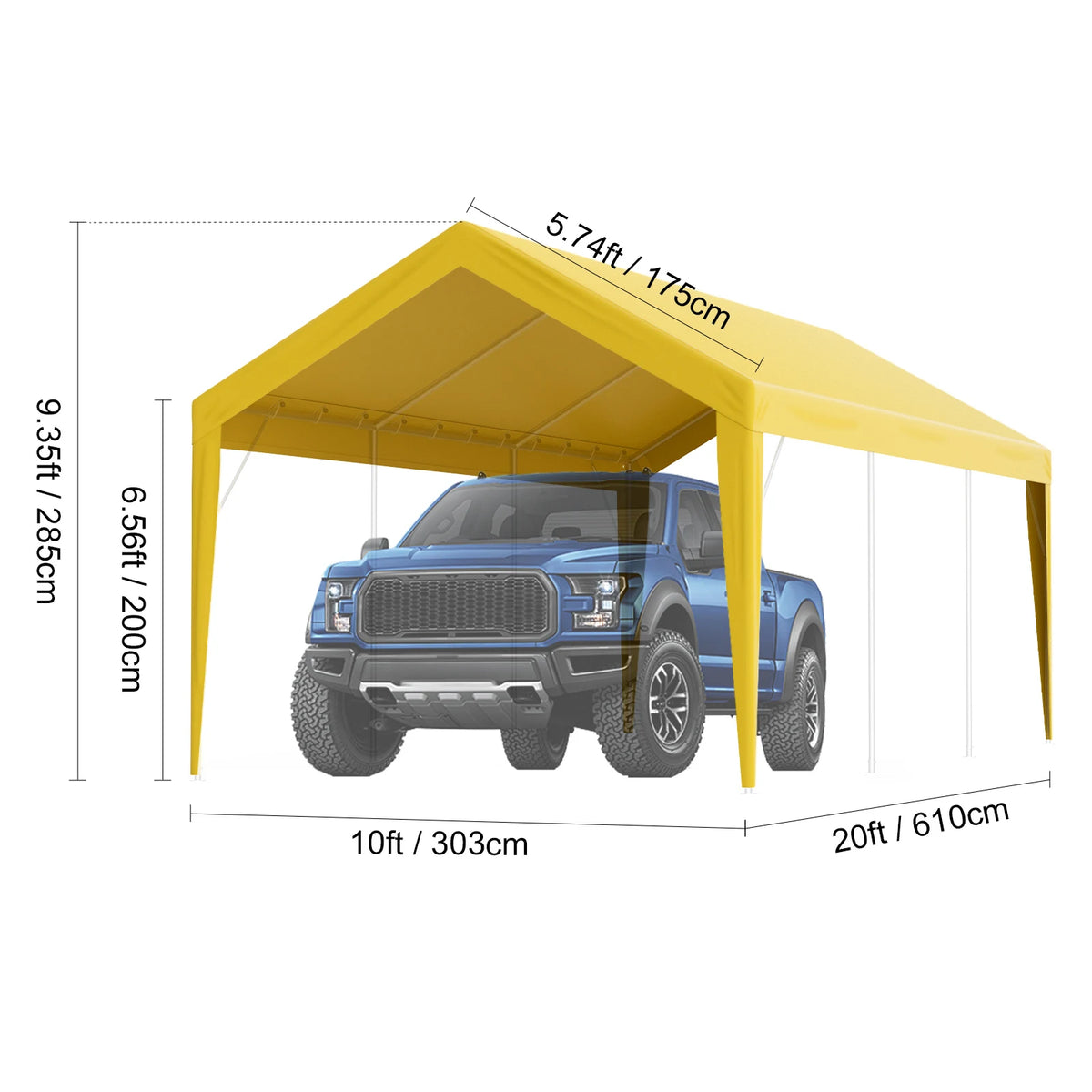 SucceBuy Heavy Duty Waterproof Carport Canopy Cover With Ball Bungees