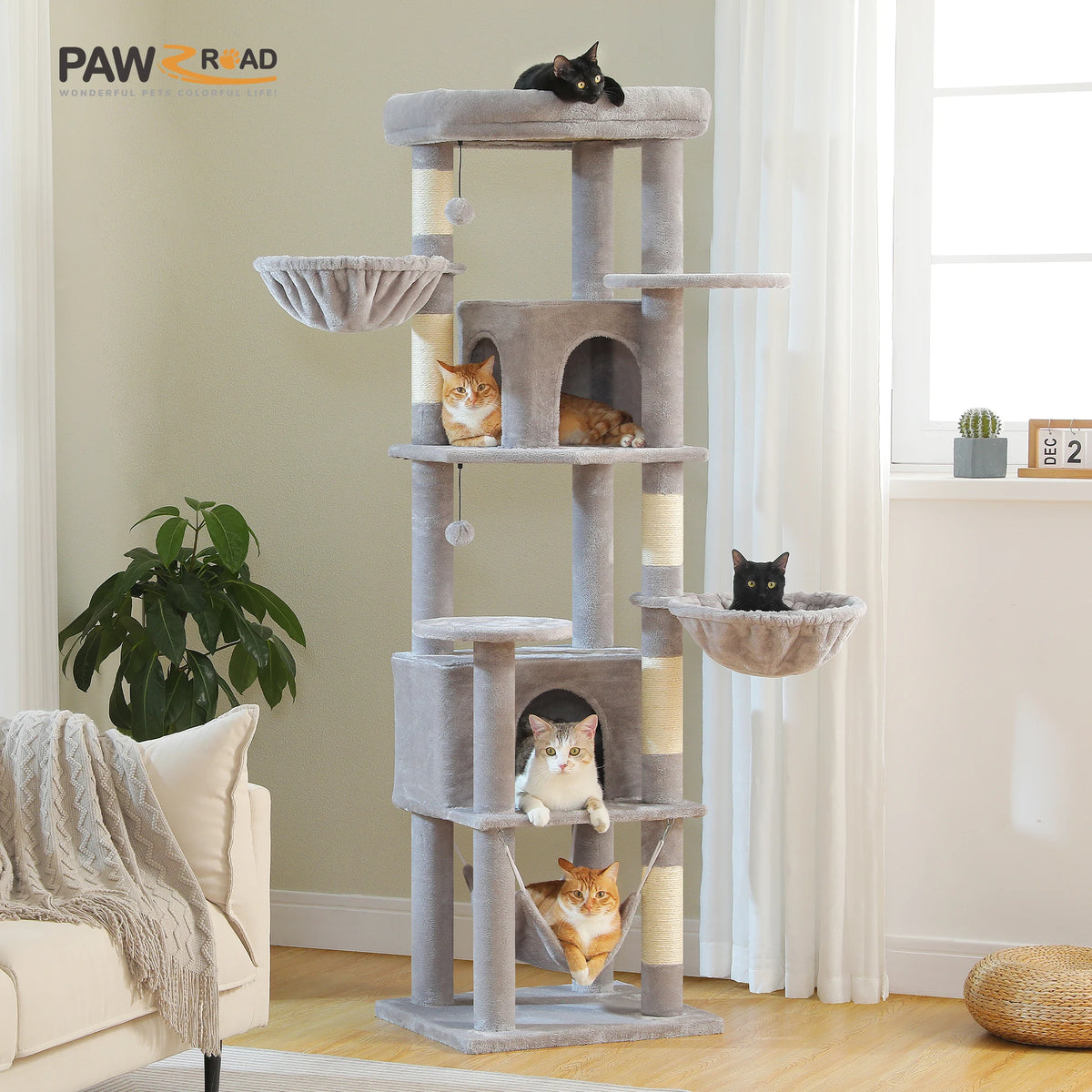 Pawz Road Indoor Cat Tree With Hammock And Scratching Posts
