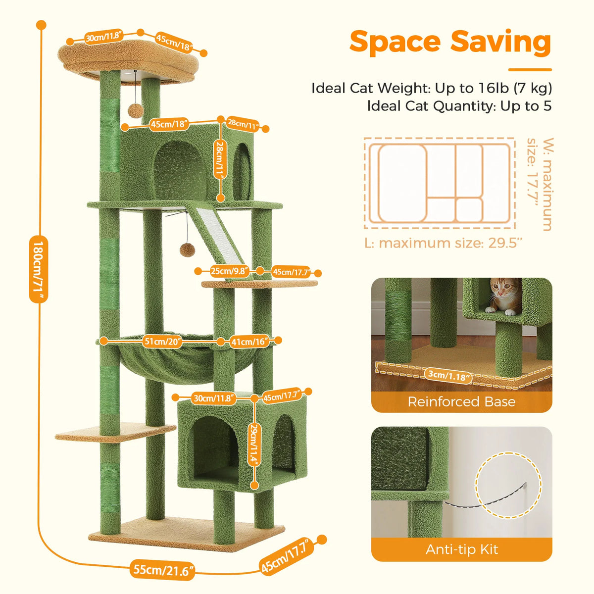 Pawz Road Indoor Cat Tree With Hammock And Scratching Posts