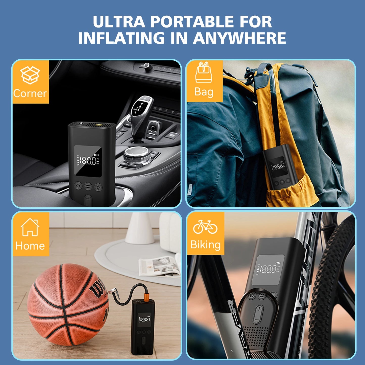 CHPOWKIT Portable Car Tire Inflator Cordless Air Pump 150 PSI