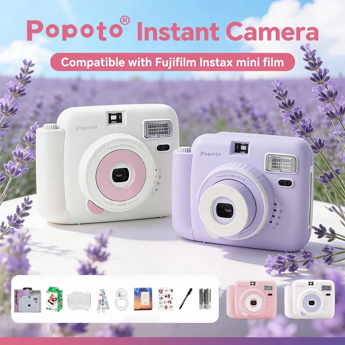 Popoto Instant Camera Macaron Trendy Film Camera For Fujifilm Instax