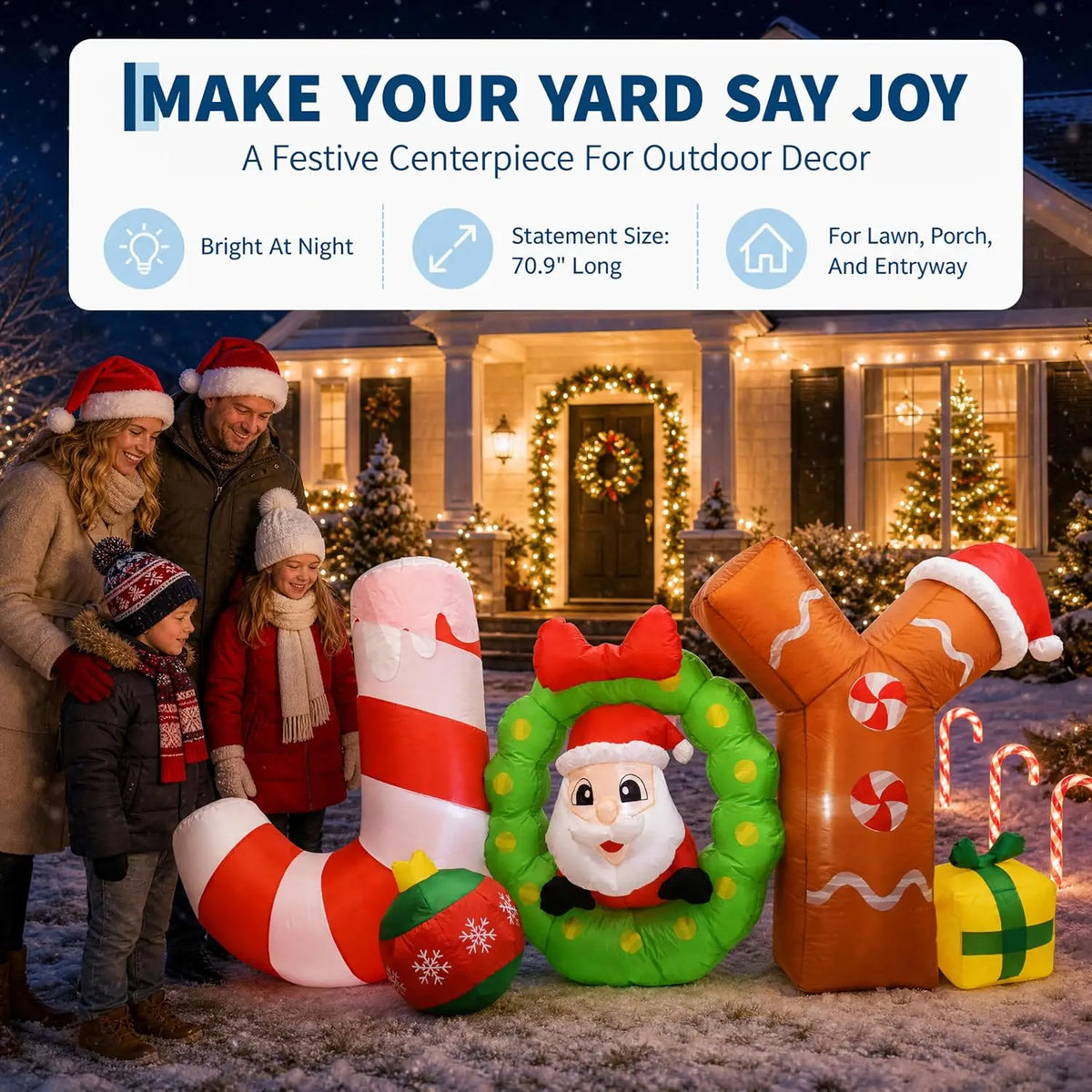 Lighted Outdoor Holiday Inflatable Yard Decoration for Christmas Decor