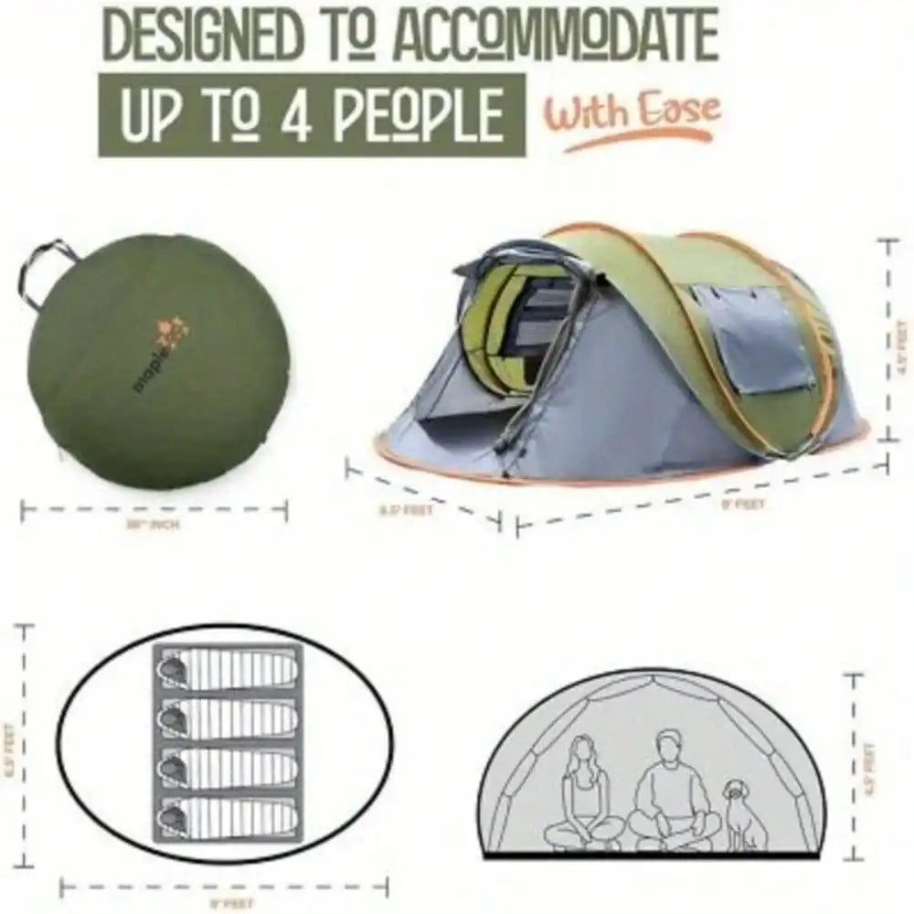 Easy Pop Up Camping Tent With Two Doors Waterproof