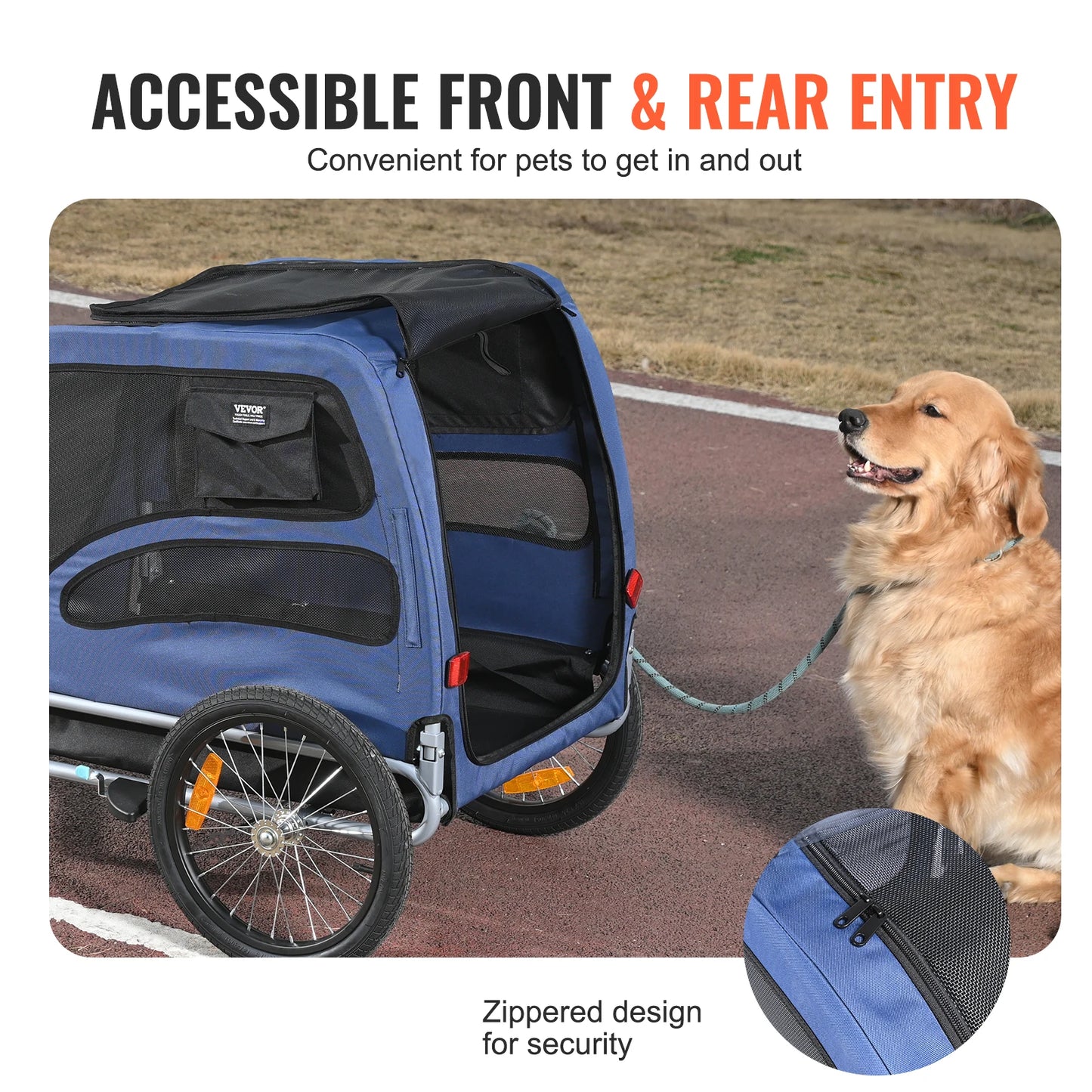 Pet Cart Bicycle Carrier for Dogs, Collapsible Bike Trailer