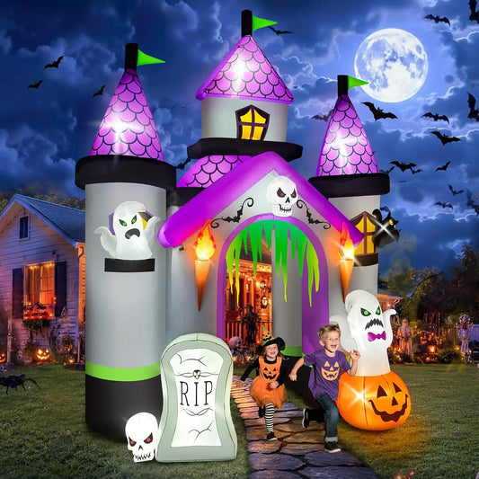 Halloween Inflatable Haunted House Archway With Ghost And Pumpkin Decor