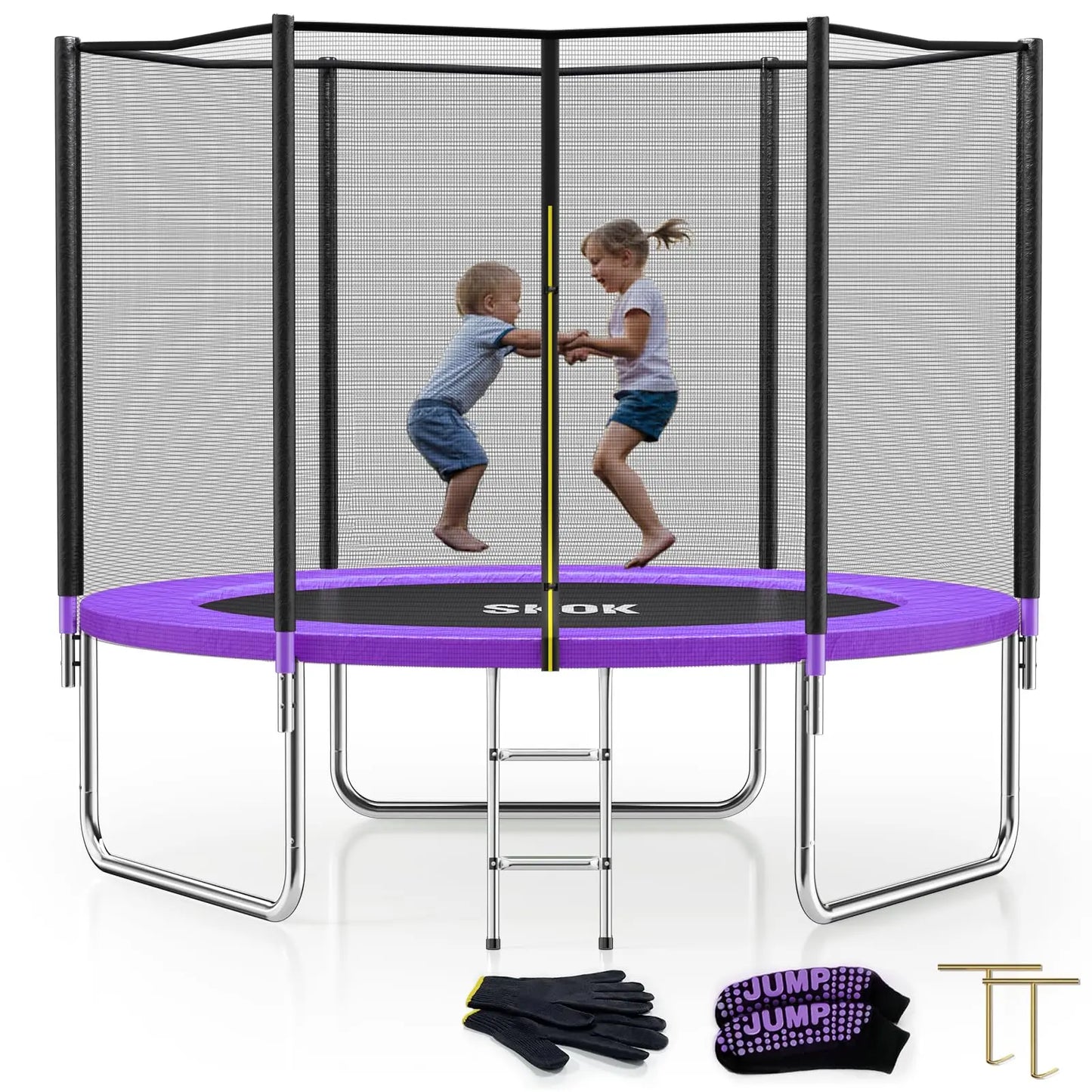 SKOK Trampoline For Kids Outdoor With Net 400LBS ASTM Approved