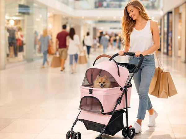 Cabusatly Portable Pet Stroller With Removable Pet Carrier