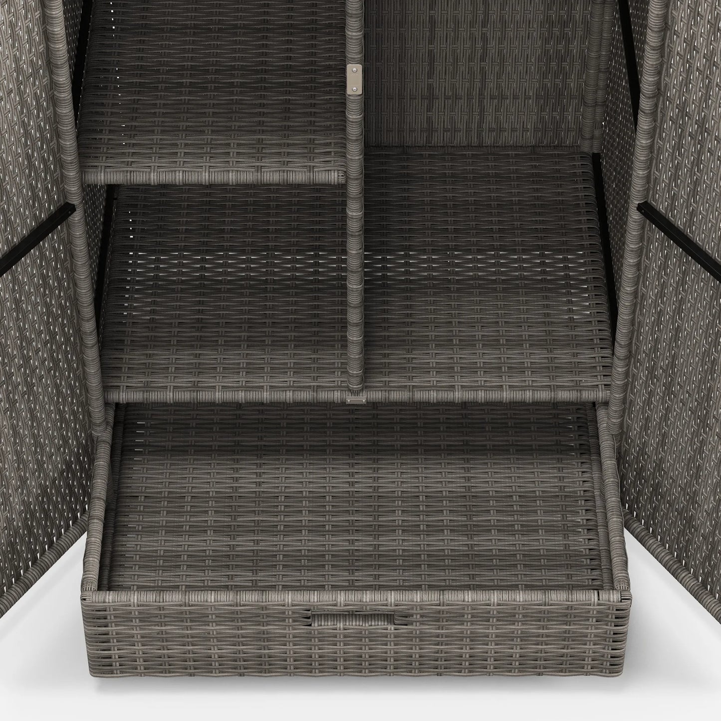 Outsunny Outdoor Wicker Towel Rack for Pool with Drawer
