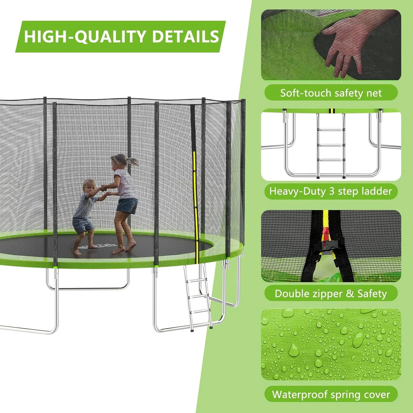 SKOK Trampoline For Kids Outdoor With Net 400LBS ASTM Approved
