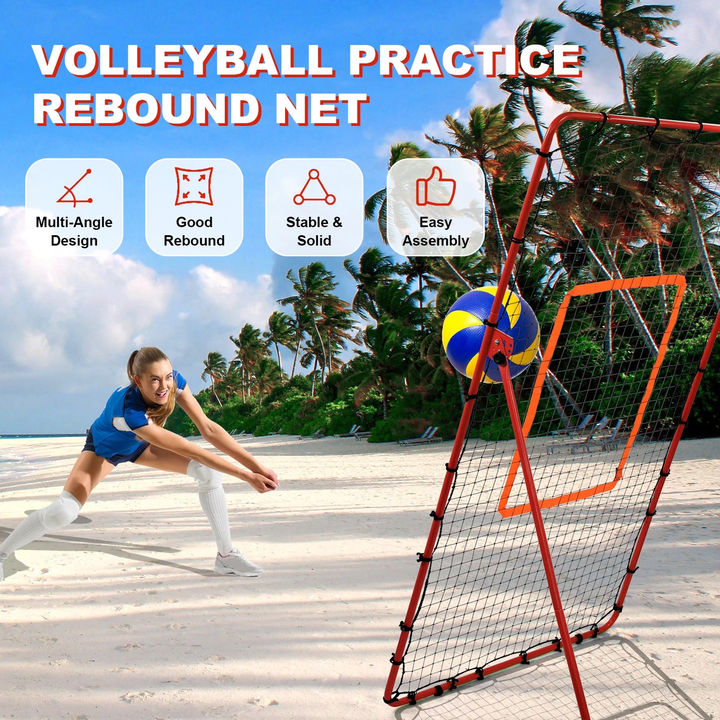 Adjustable Sports Rebounder Net For Volleyball Soccer Baseball Tennis Training