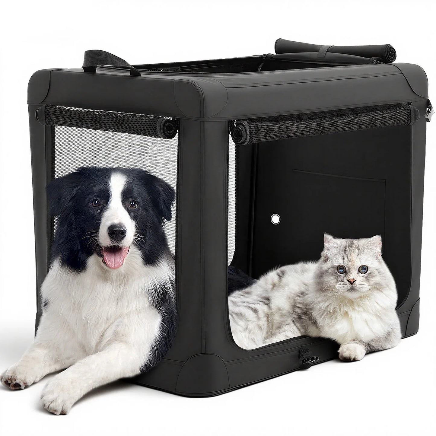 JHK Oxford Foldable Dog Crate With 3 Doors Portable Kennel Indoor