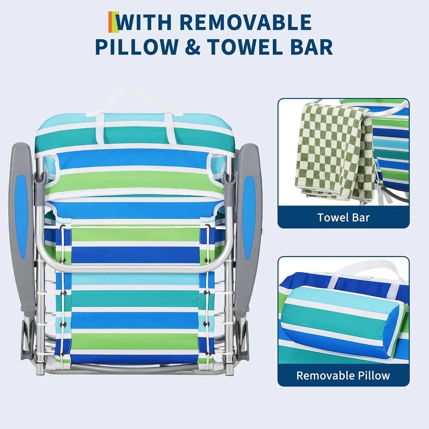 HiMISS Backpack Beach Chair For Adults With Phone Pocket