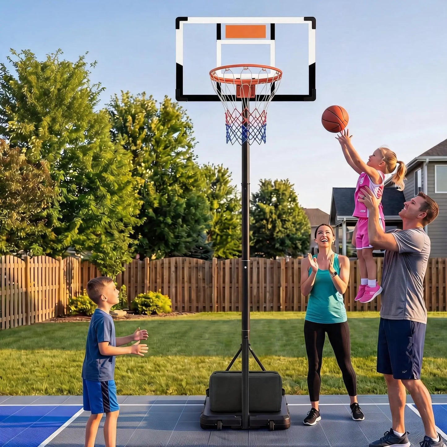 Portable Adjustable Basketball Hoop For Indoor Outdoor Play With Backboard