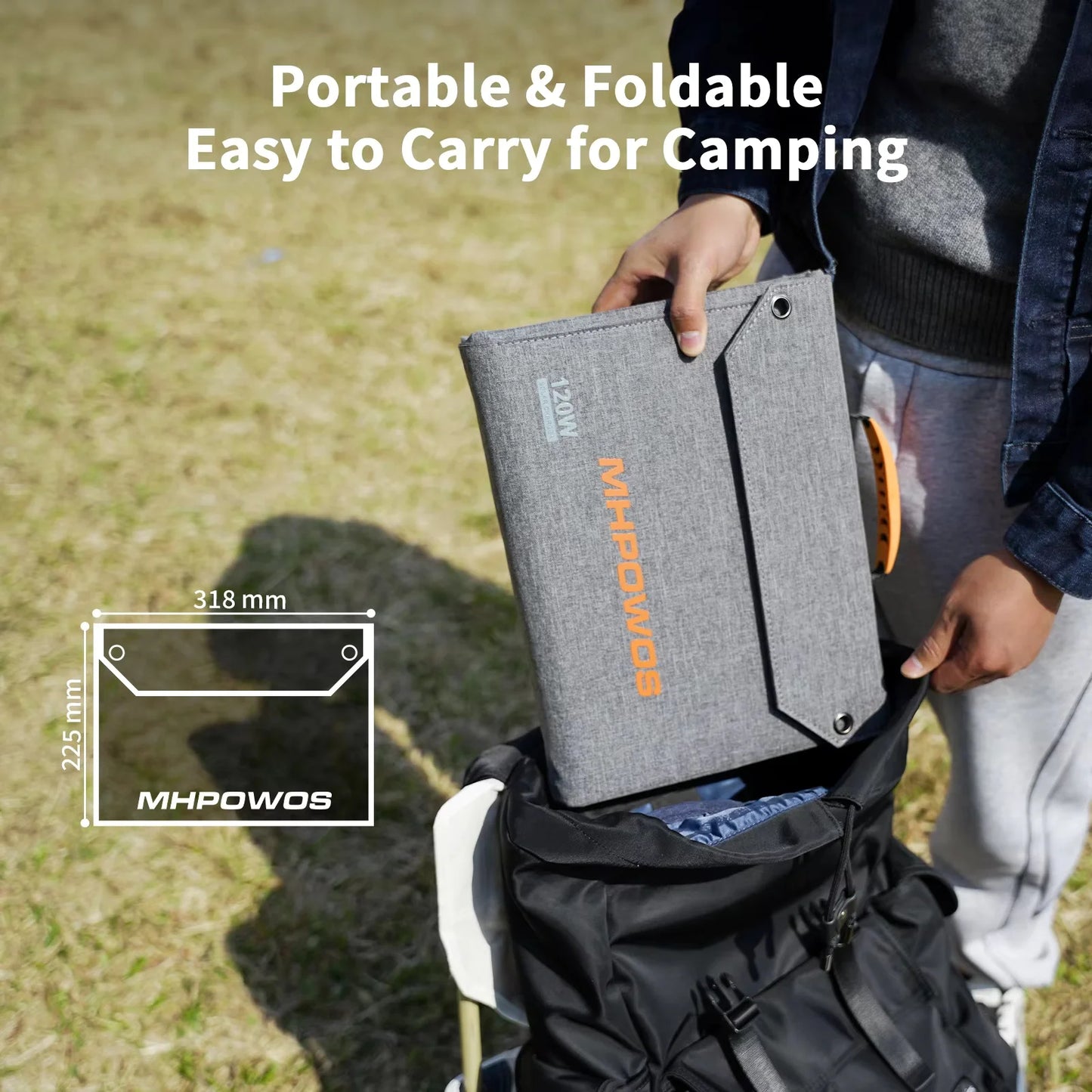 MHPOWOS Foldable Solar Panel USB C USB A Portable Pro