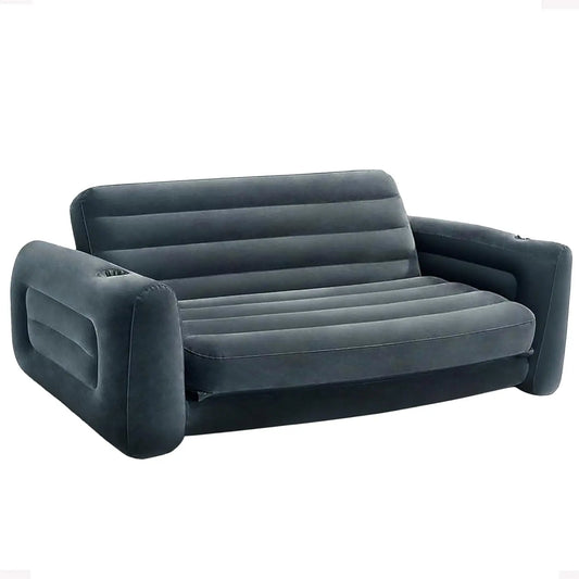 Inflatable Pullout Sofa Bed 2-In-1 With Cupholders And Quick Setup