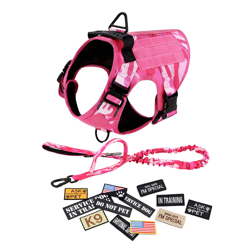 PETRAVEL Pink Camouflage Dog Harness For Large And Medium Dogs