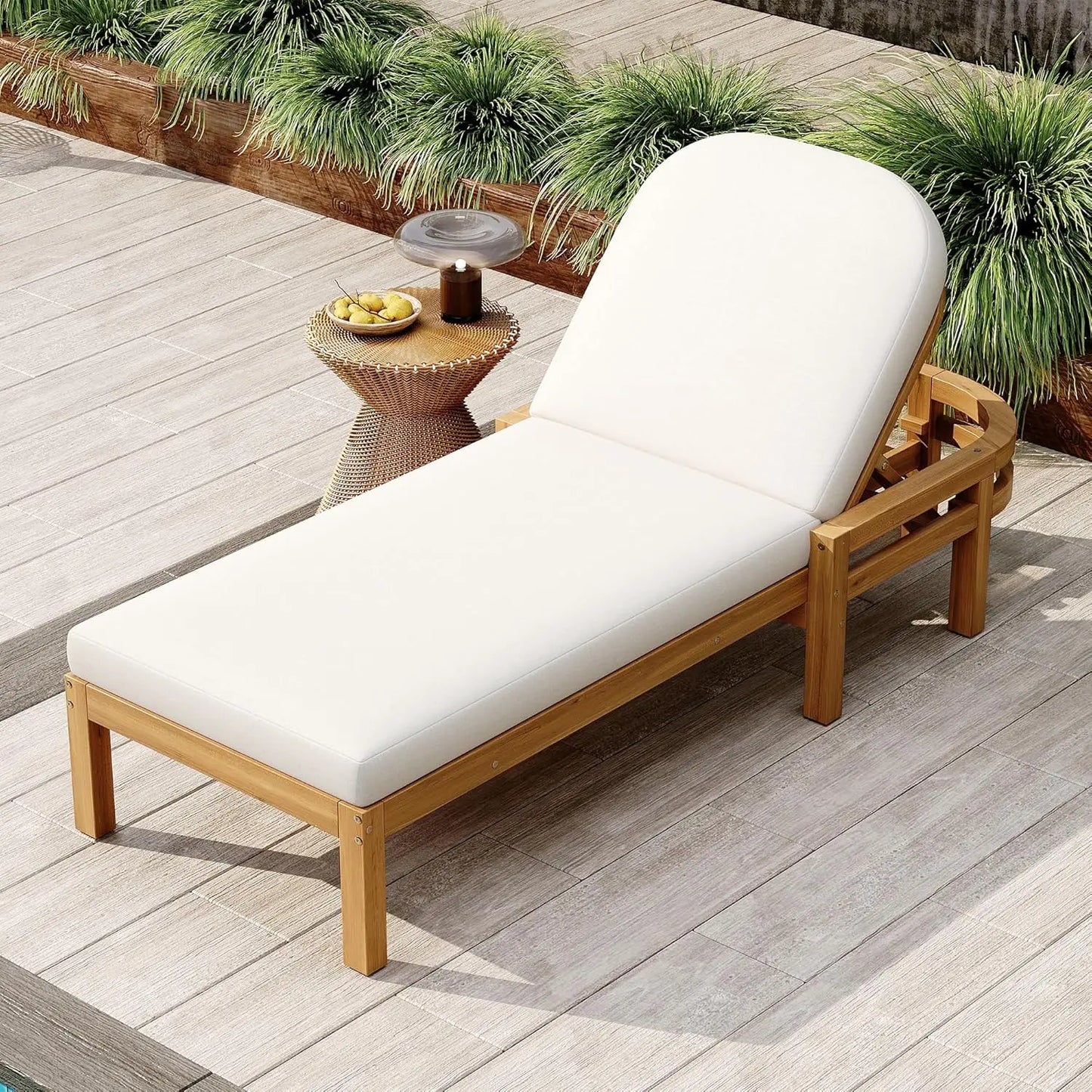 Five-Position Adjustable Outdoor Chaise Lounge Set With Table