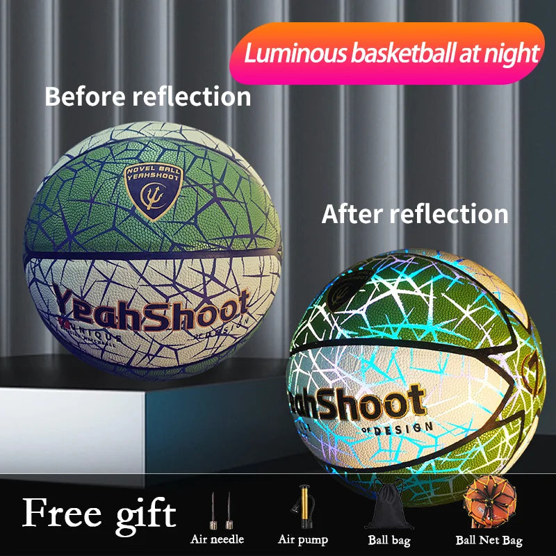Luminescent Holographic Basketball For Evening Practice