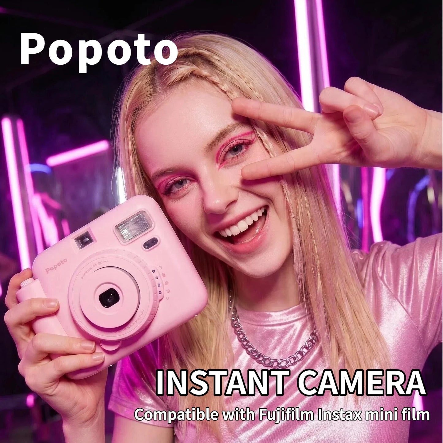 Popoto Instant Camera Macaron Trendy Film Camera For Fujifilm Instax