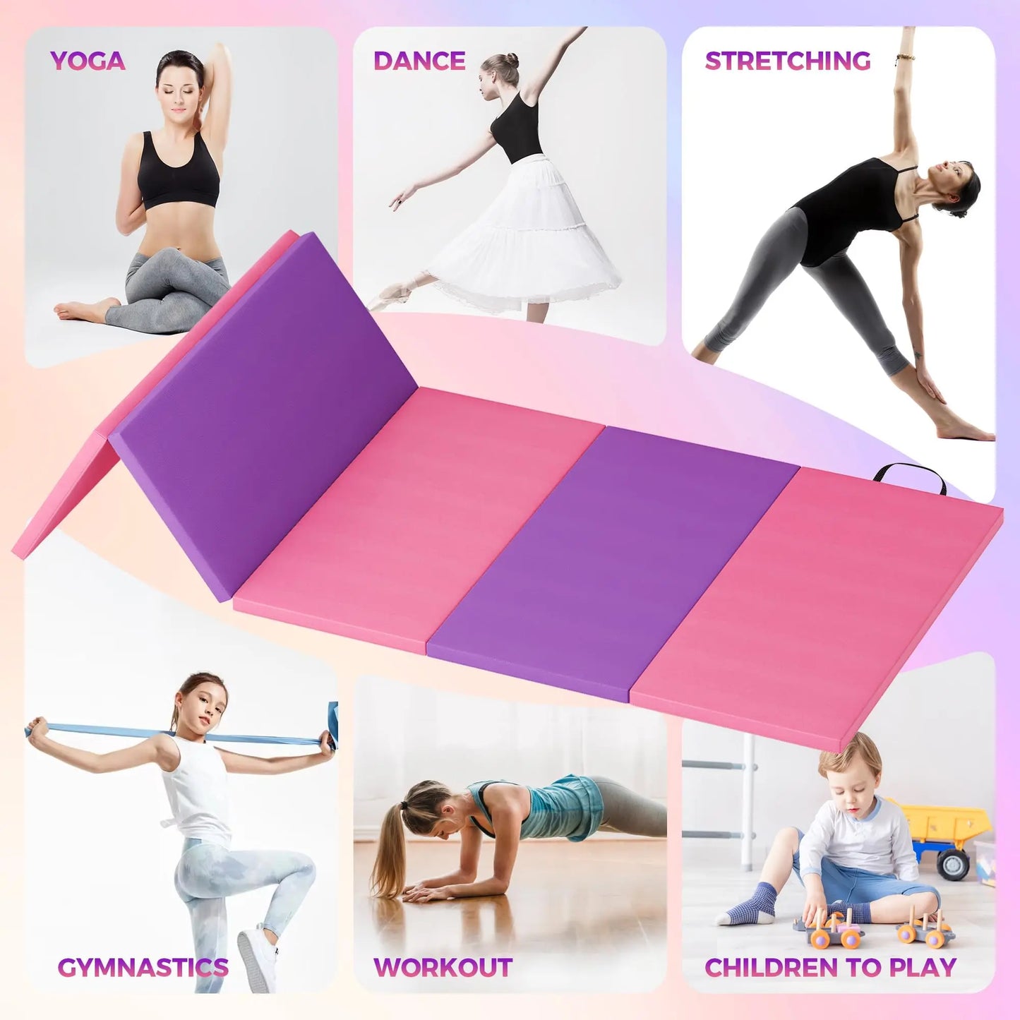 HiMISS 4-5 Fold Gymnastics Tumbling Mat For Yoga Pilates Aerobics