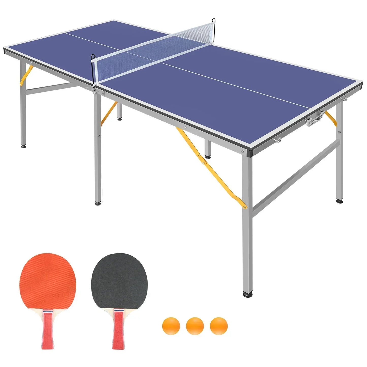 Foldable Portable Table Tennis Set With Net And Paddles