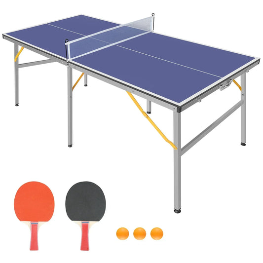 Foldable Portable Table Tennis Set With Net And Paddles