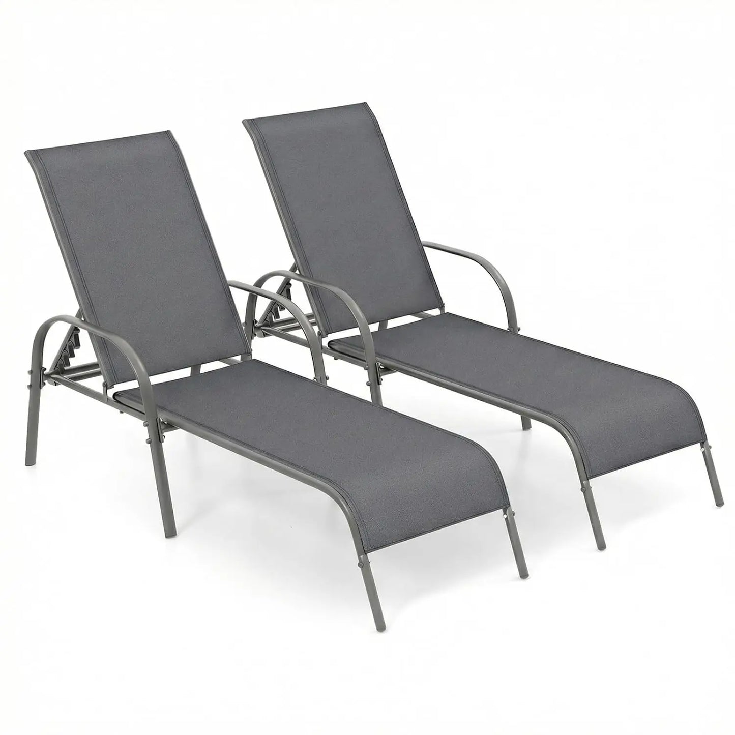 Adjustable Backrest Outdoor Lounge Chairs 2-Pack