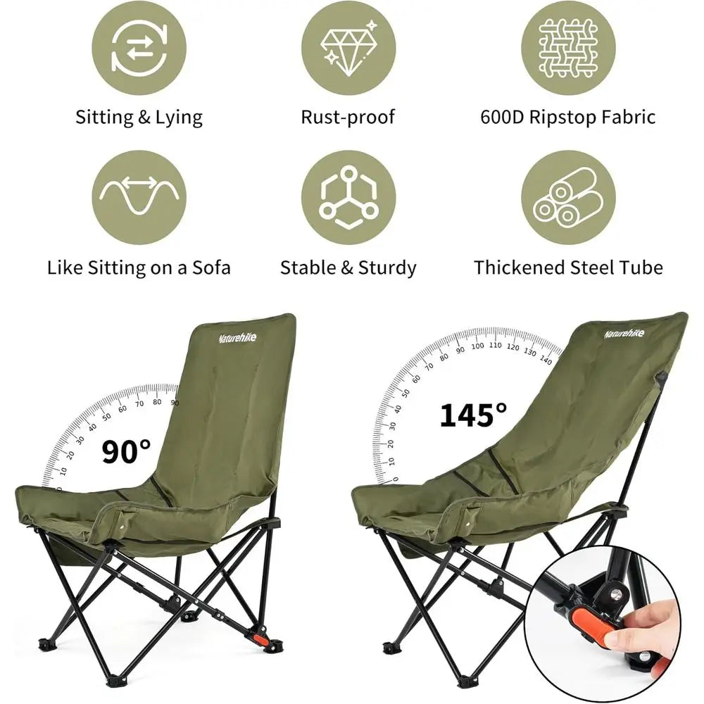 Portable Folding Camping Chair With Side Pocket And Carry Bag