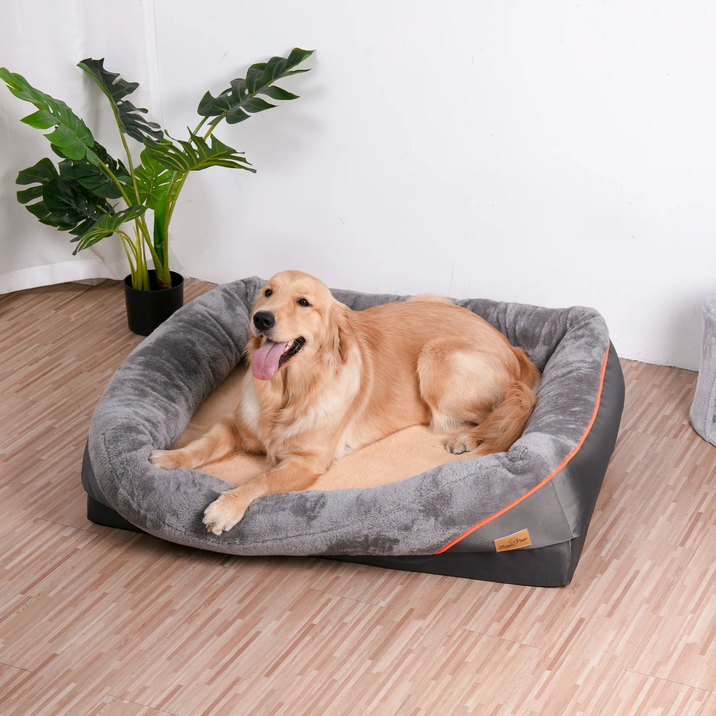 Bingopaw Orthopedic Dog Bed Cotton Padded Bolster And Removable Cover