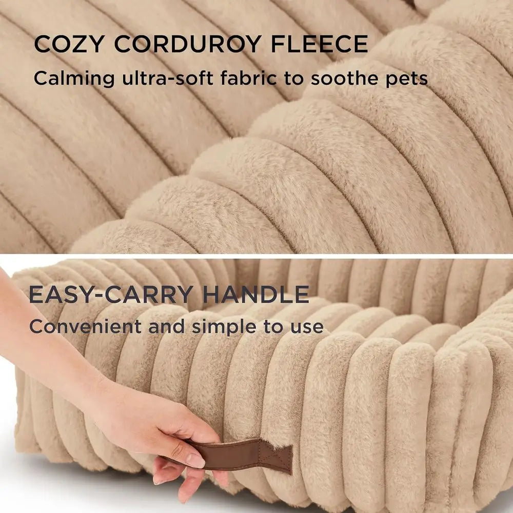 Washable Orthopedic Corduroy Dog Bed With Removable Zipper