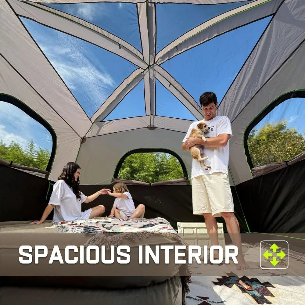 Waterproof Family Camping Tent With Rainfly Easy Setup Cabin